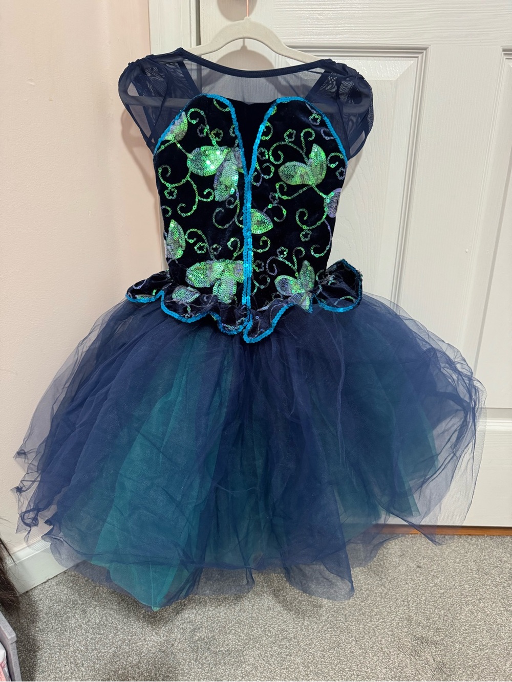Weissman Girls MC Blue Teal Sequin Tulle Dance Recital Costume